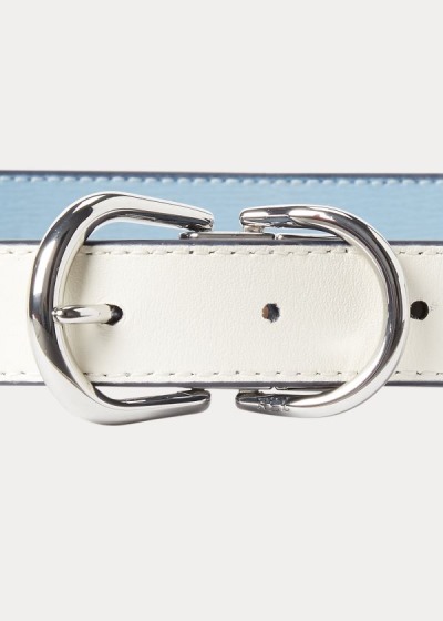 Cinturones Ralph Lauren Mujer Azules / Blancos - Reversible Leather - STLPF2014